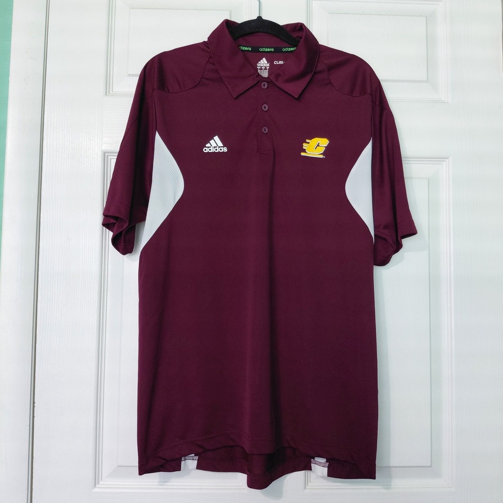 Adidas Central Michigan Chippewas Maroon Climalite Adizero Polo Shirt Mens M